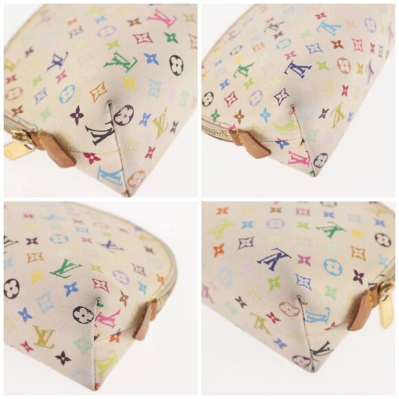 LOUIS VUITTON Multicolor Pochette Cosmetic PM Pouch White M47354 LV Auth 145783 - Picture 16 of 16